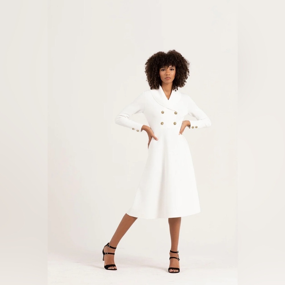 Aleeza Paris | Dolcetto Knit Blazer Dress With Waistline In White Size XS